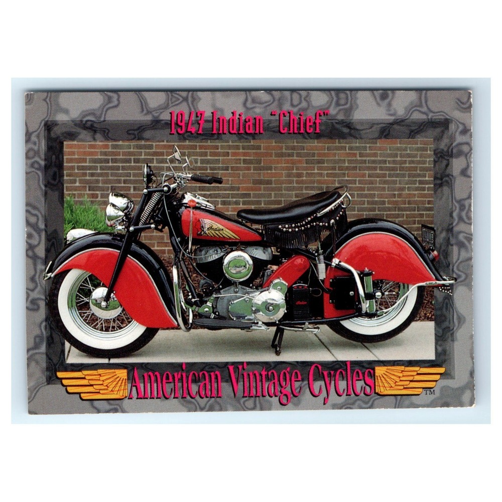 American Vintage Cycles 1947 Indian Chief Card OS Red Black Series II 147 - Picture 1 of 2